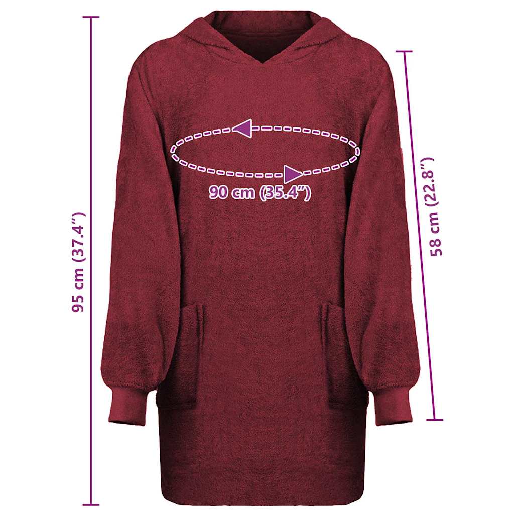 Decken-Hoodie KINN Rot L Baumwolle