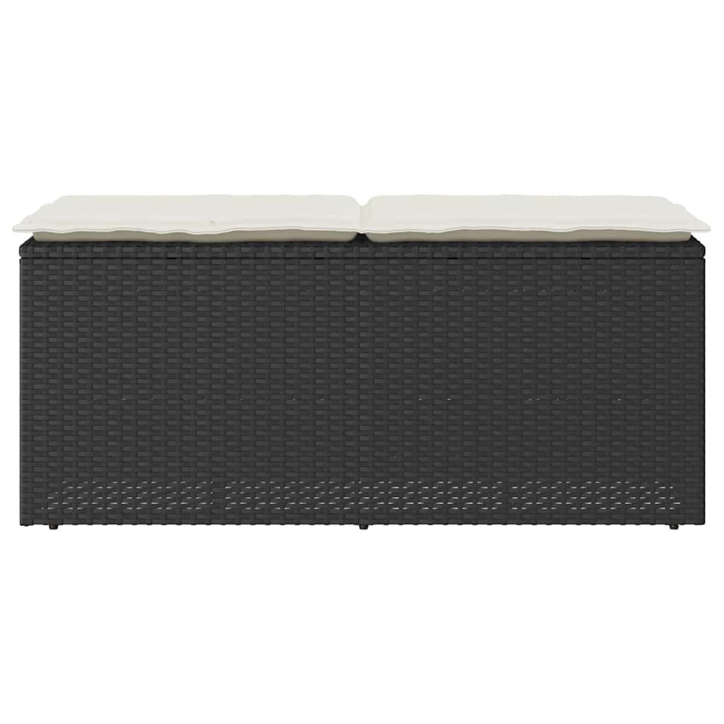 Gartenbank mit Kissen Schwarz 110x40x44 cm Poly Rattan