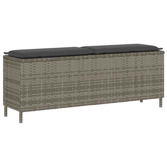 Gartenbank mit Kissen Grau 110x30x40,5 cm Poly Rattan