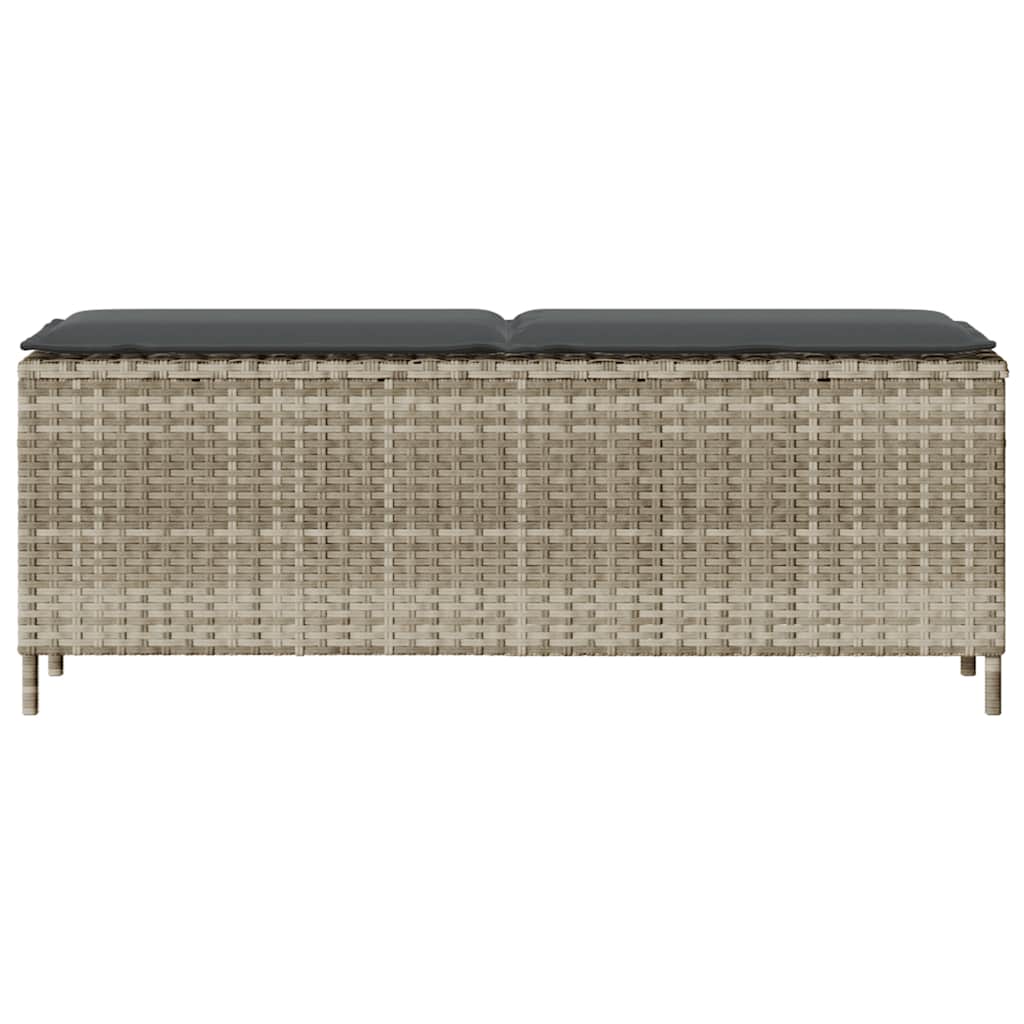 Gartenbank mit Kissen Hellgrau 110x30x40,5 cm Poly Rattan