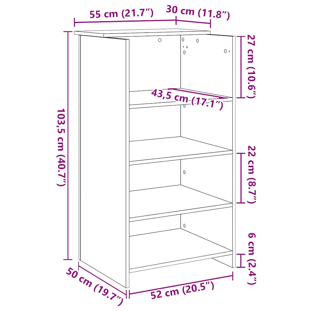Empfangstheke Altholz-Optik 55x50x103,5 cm Holzwerkstoff