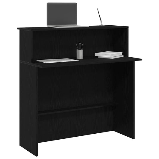 Comptoir d'accueil noir 100x50x103,5 cm Panneau de particules