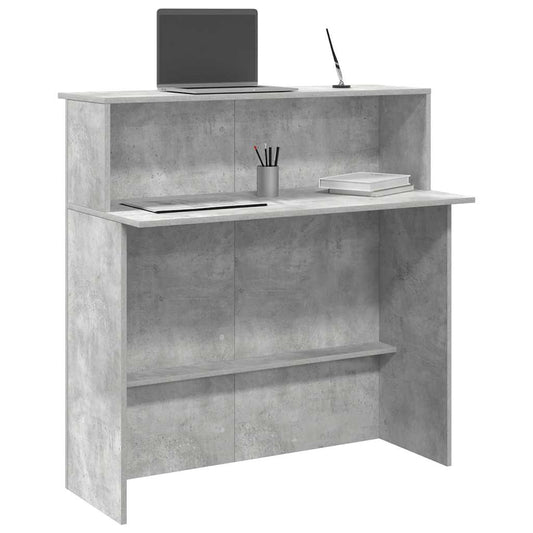 Comptoir d'accueil gris béton 100x50x103,5 cm Panneau à base de bois