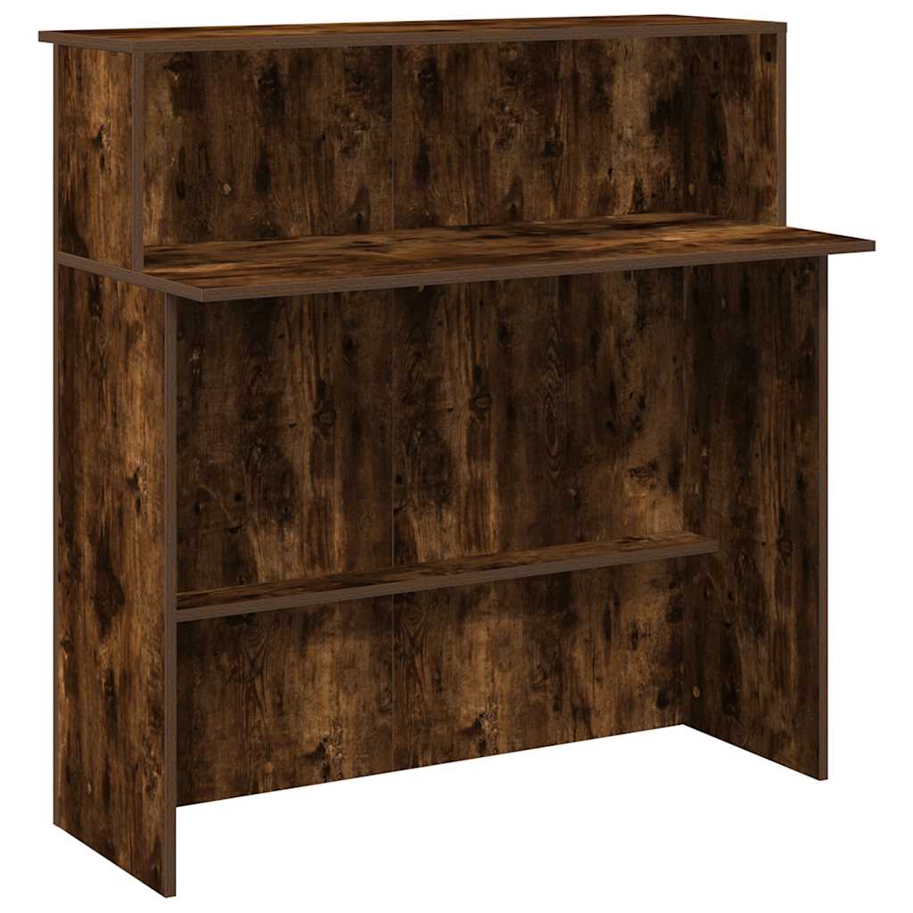 Comptoir de réception chêne fumé 100x50x103,5 cm Panneau à base de bois