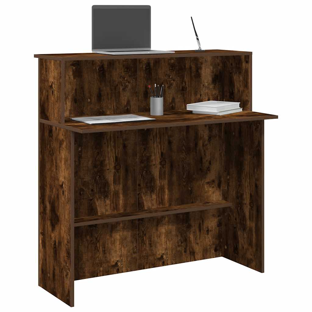 Comptoir de réception chêne fumé 100x50x103,5 cm Panneau à base de bois