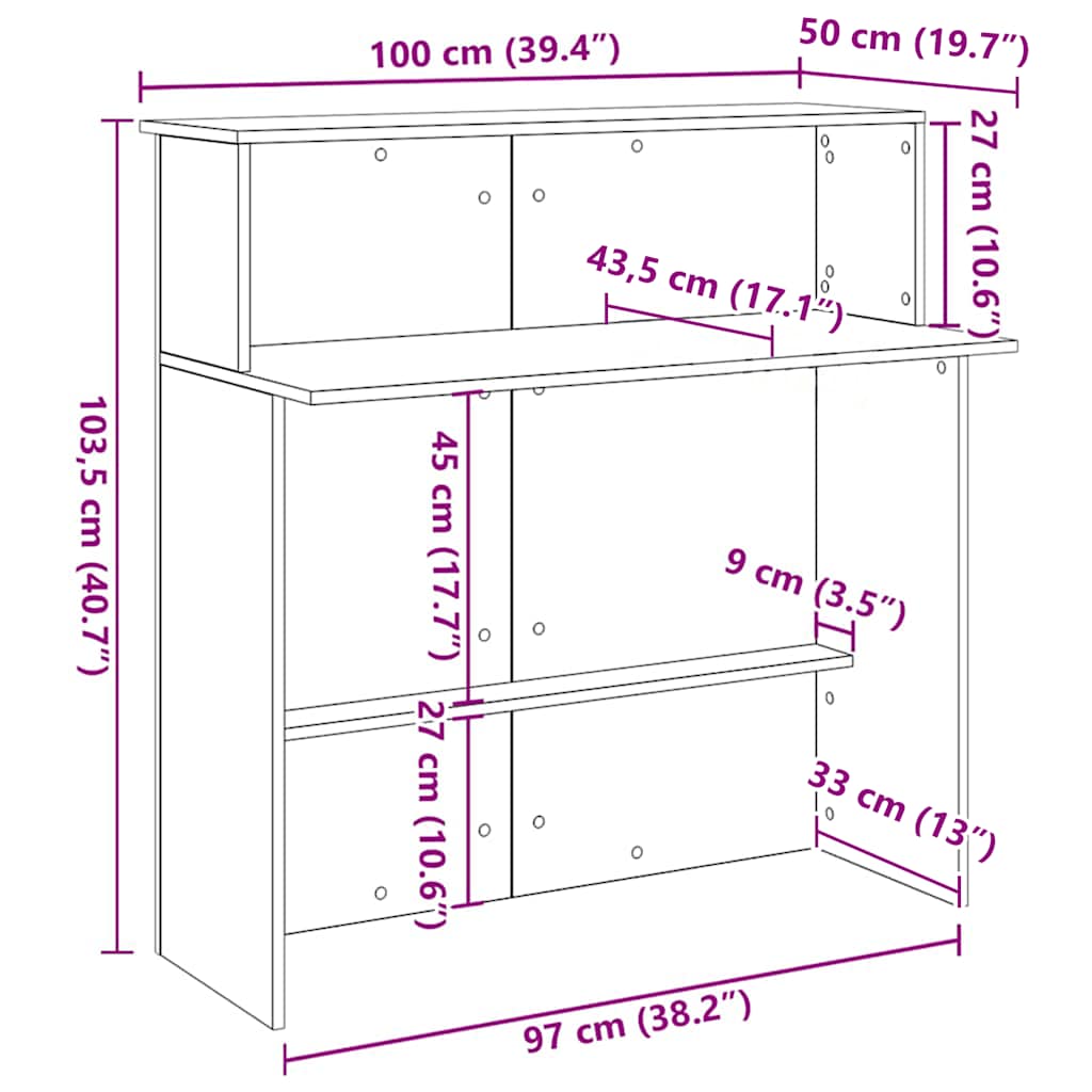 Empfangstheke Grau Sonoma 100x50x103,5 cm Holzwerkstoff