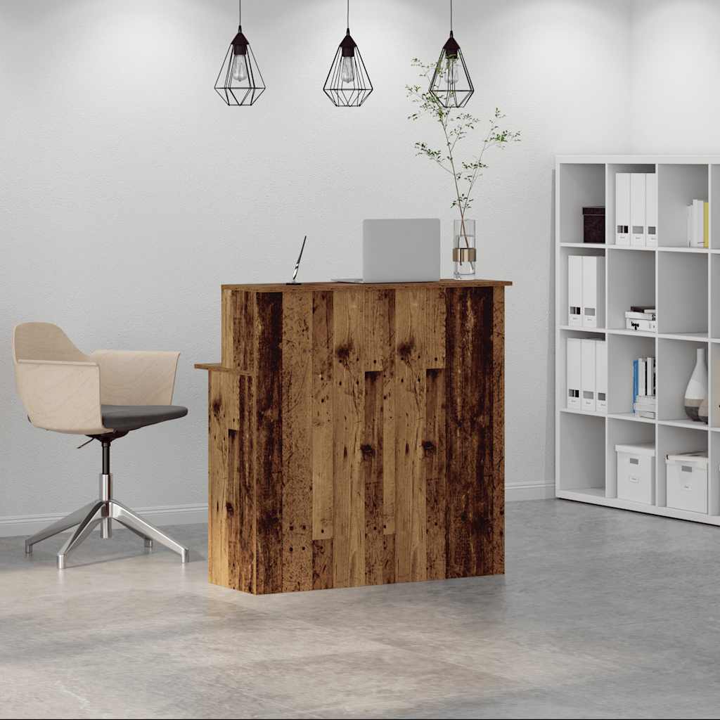 Reception Counter Reclaimed Wood Look 100x50x103.5 cm Wood Composite
