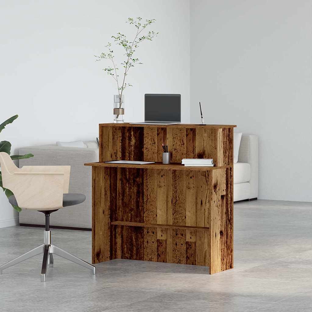 Reception Counter Reclaimed Wood Look 100x50x103.5 cm Wood Composite