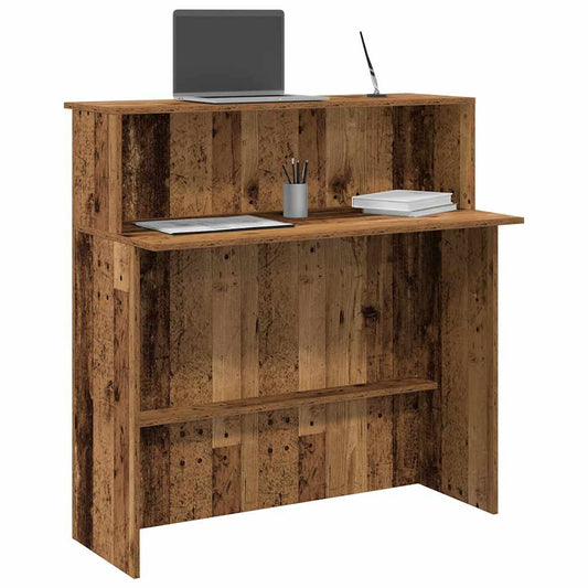 Comptoir d'accueil aspect vieux bois 100x50x103,5 cm Panneau à base de bois