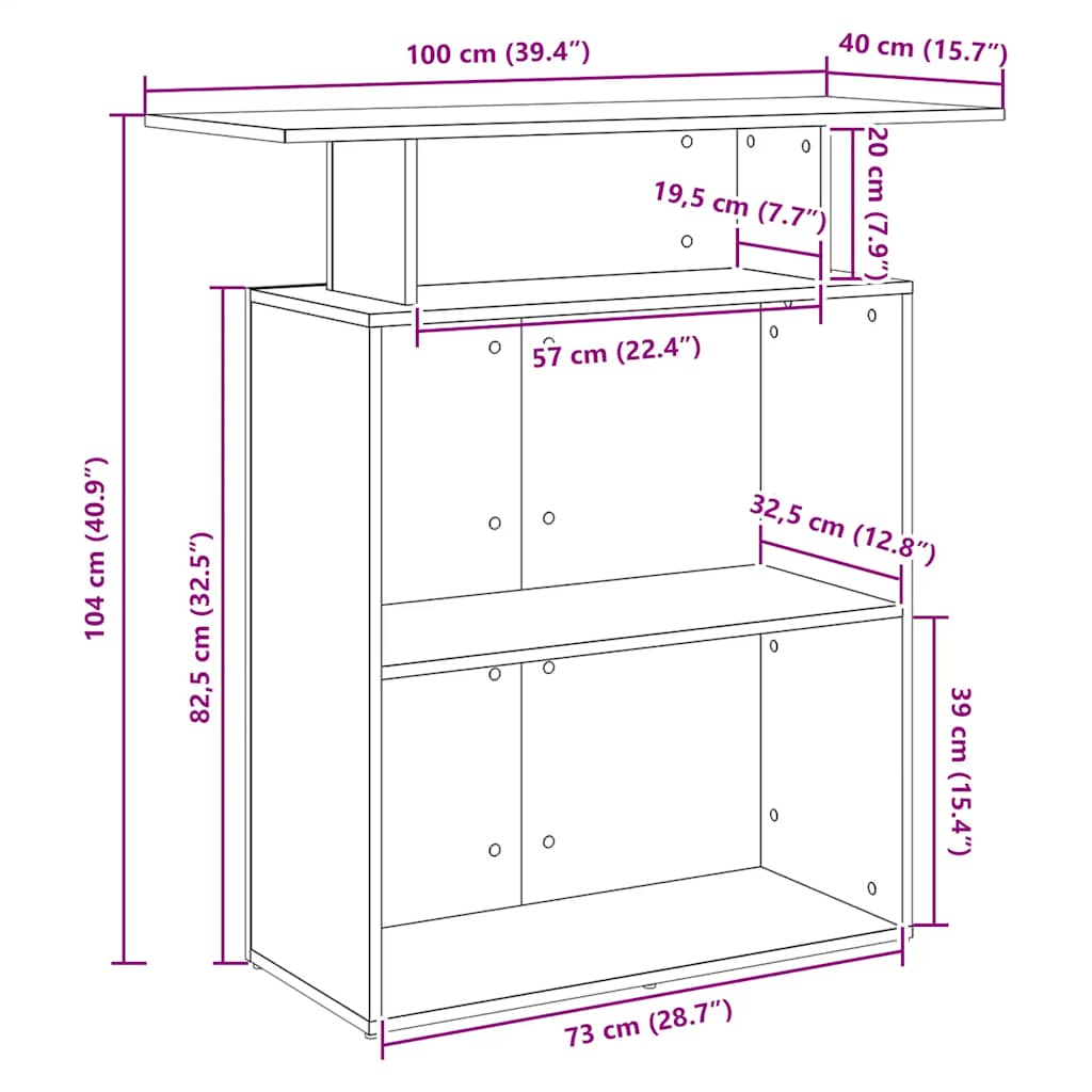 Empfangstresen Sonoma-Eiche 100 x 40 x 104 cm Holzwerkstoff