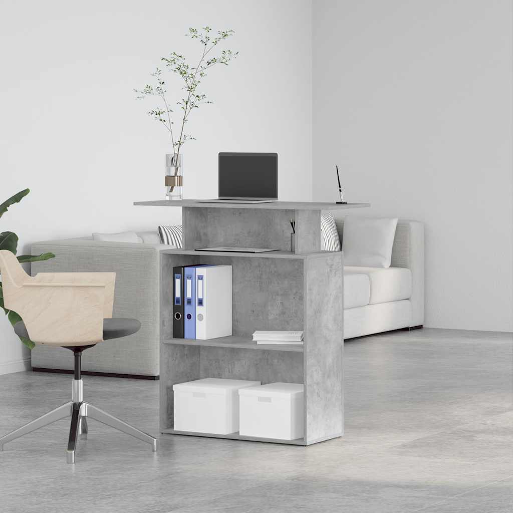 Reception Counter Concrete Grey 100x40x104 cm Engineered Wood