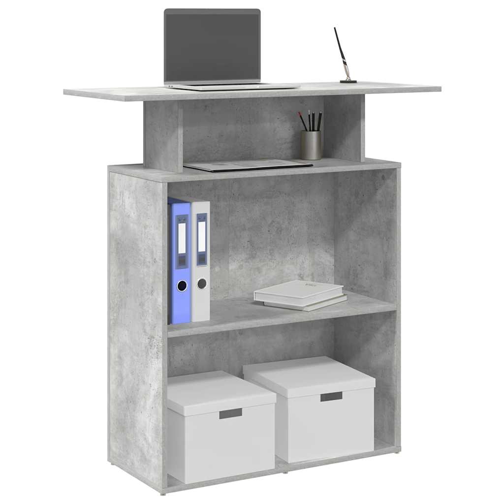 Reception Counter Concrete Grey 100x40x104 cm Engineered Wood