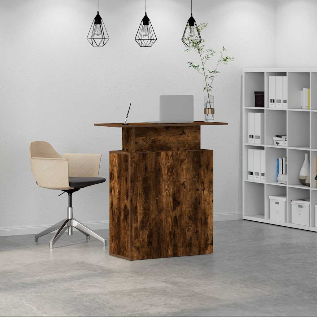 Reception desk smoked oak 100x40x104 cm wood material