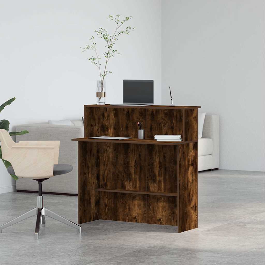 Reception desk smoked oak 100x40x104 cm wood material