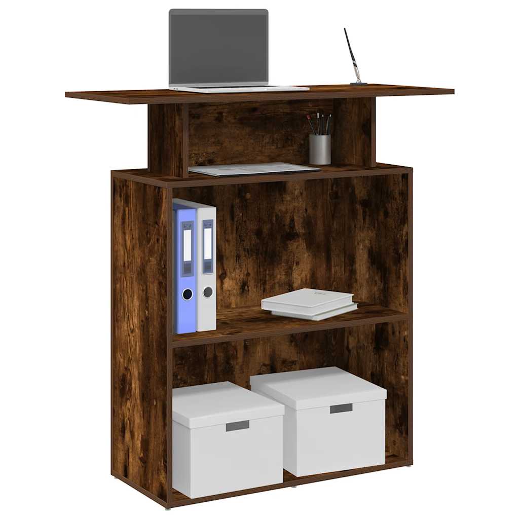 Reception desk smoked oak 100x40x104 cm wood material