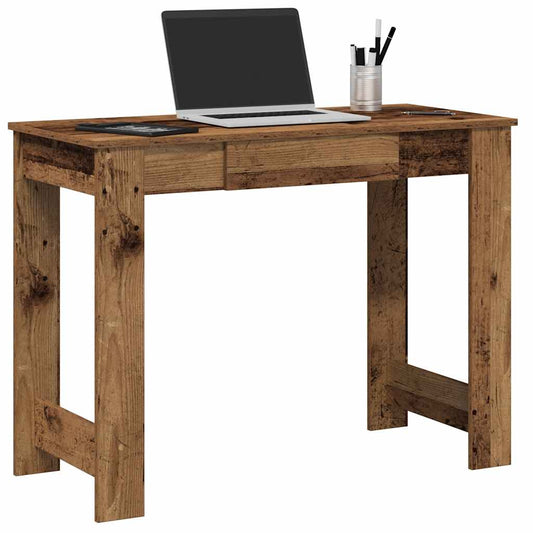 Bureau aspect vieux bois 100x45x75 cm panneau de particules