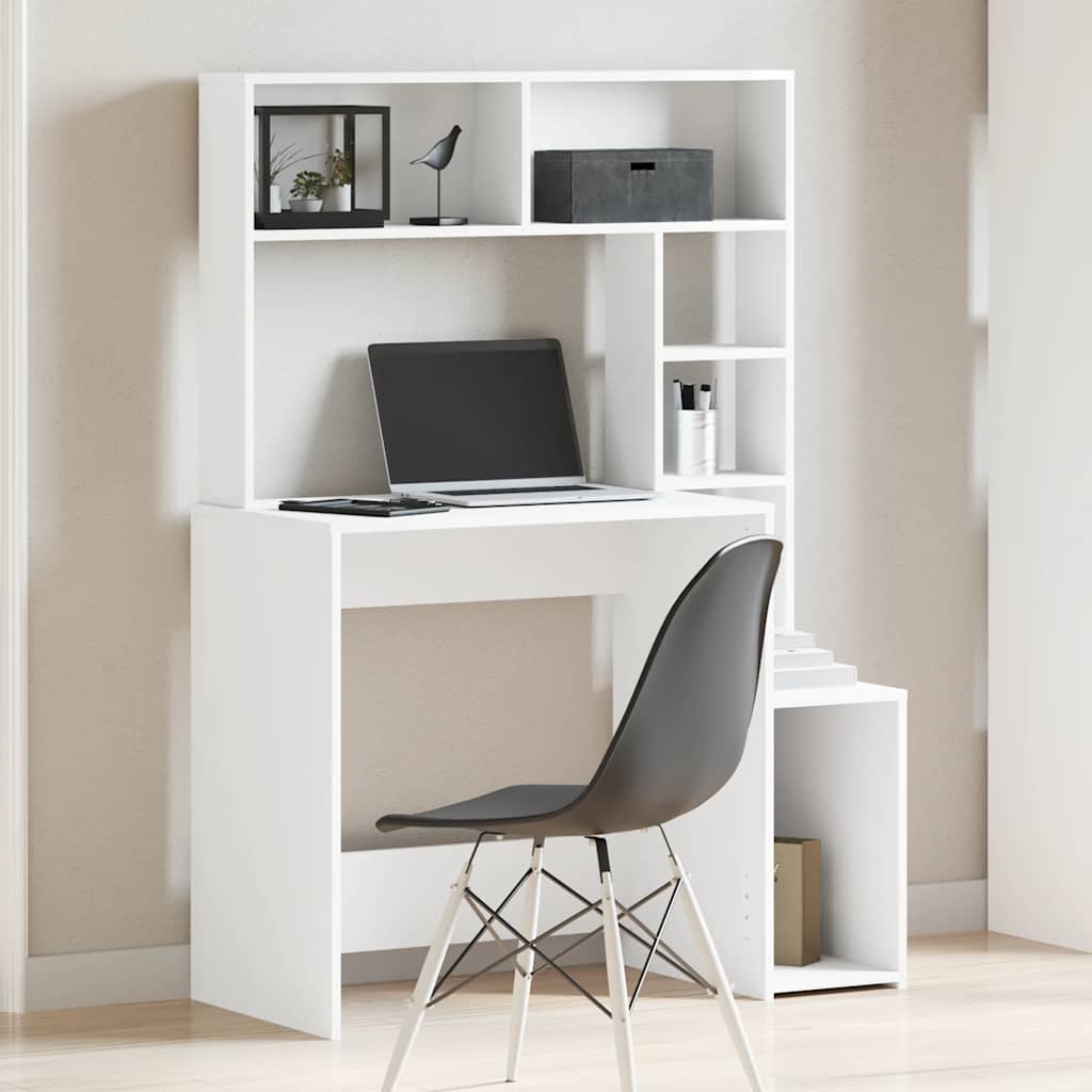 Desk with Shelf White 100x45x140 cm Engineered Wood