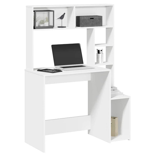 Bureau avec étagère Blanc 100x45x140 cm Bois d'ingénierie