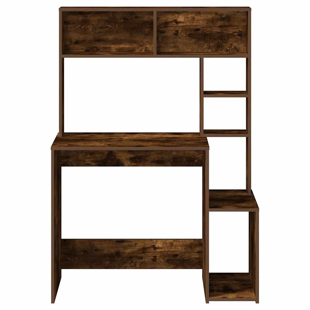 Desk with Shelf Smoked Oak 100x45x140 cm Wood Material