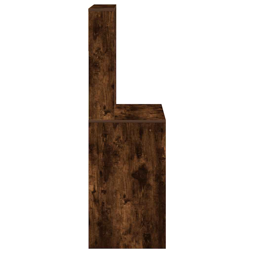 Desk with Shelf Smoked Oak 100x45x140 cm Wood Material