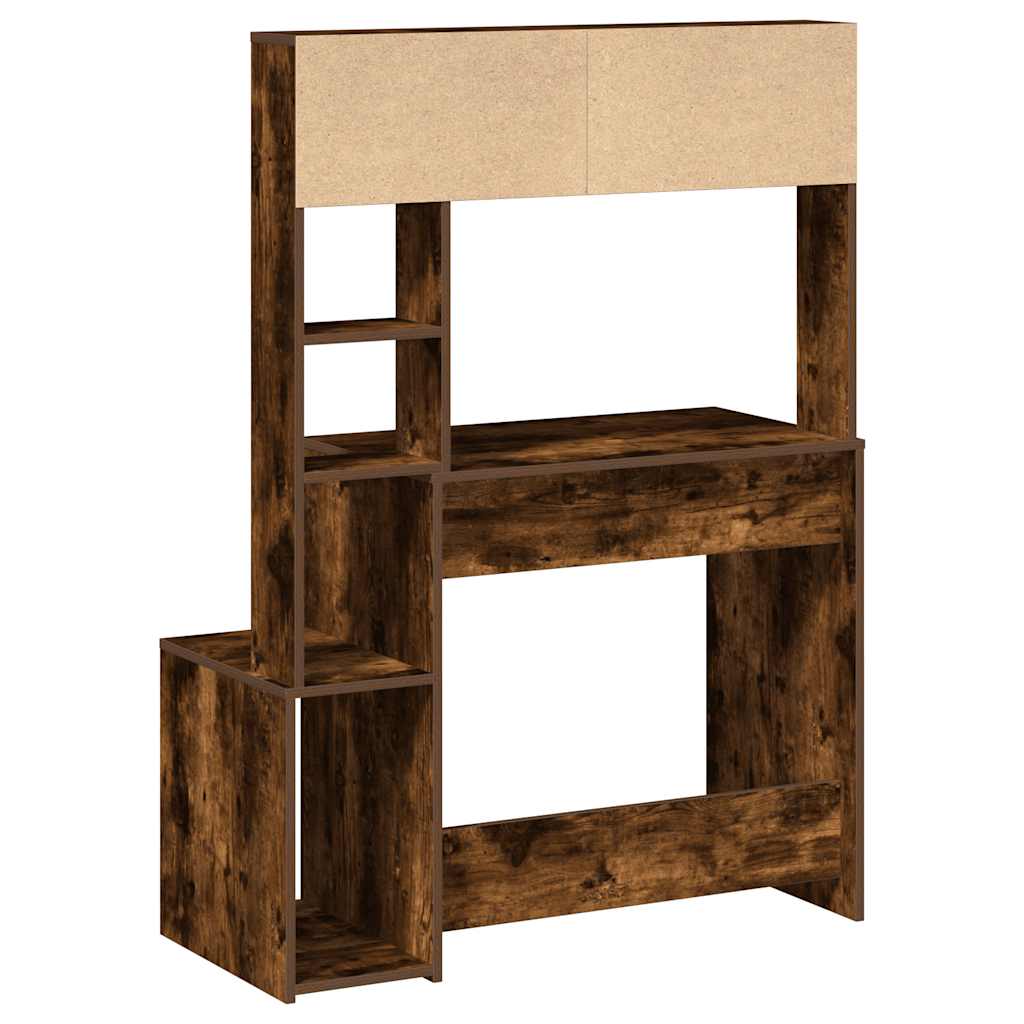 Desk with Shelf Smoked Oak 100x45x140 cm Wood Material