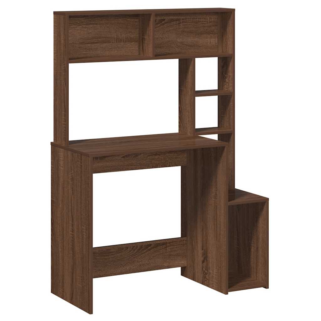 Desk with Shelf Brown Oak Effect 100x45x140 cm