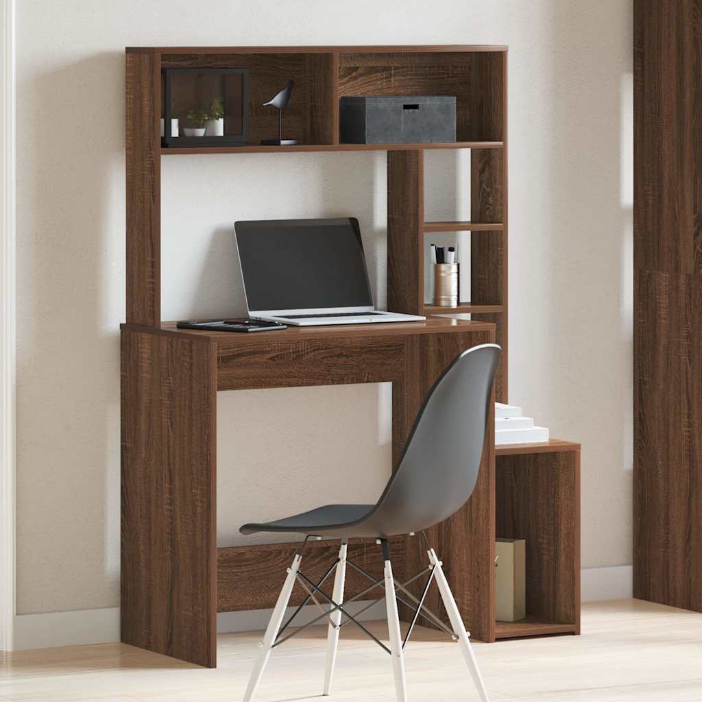 Desk with Shelf Brown Oak Effect 100x45x140 cm