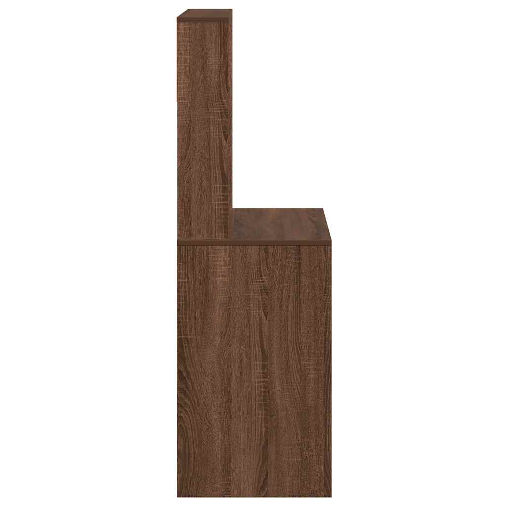 Desk with Shelf Brown Oak Effect 100x45x140 cm