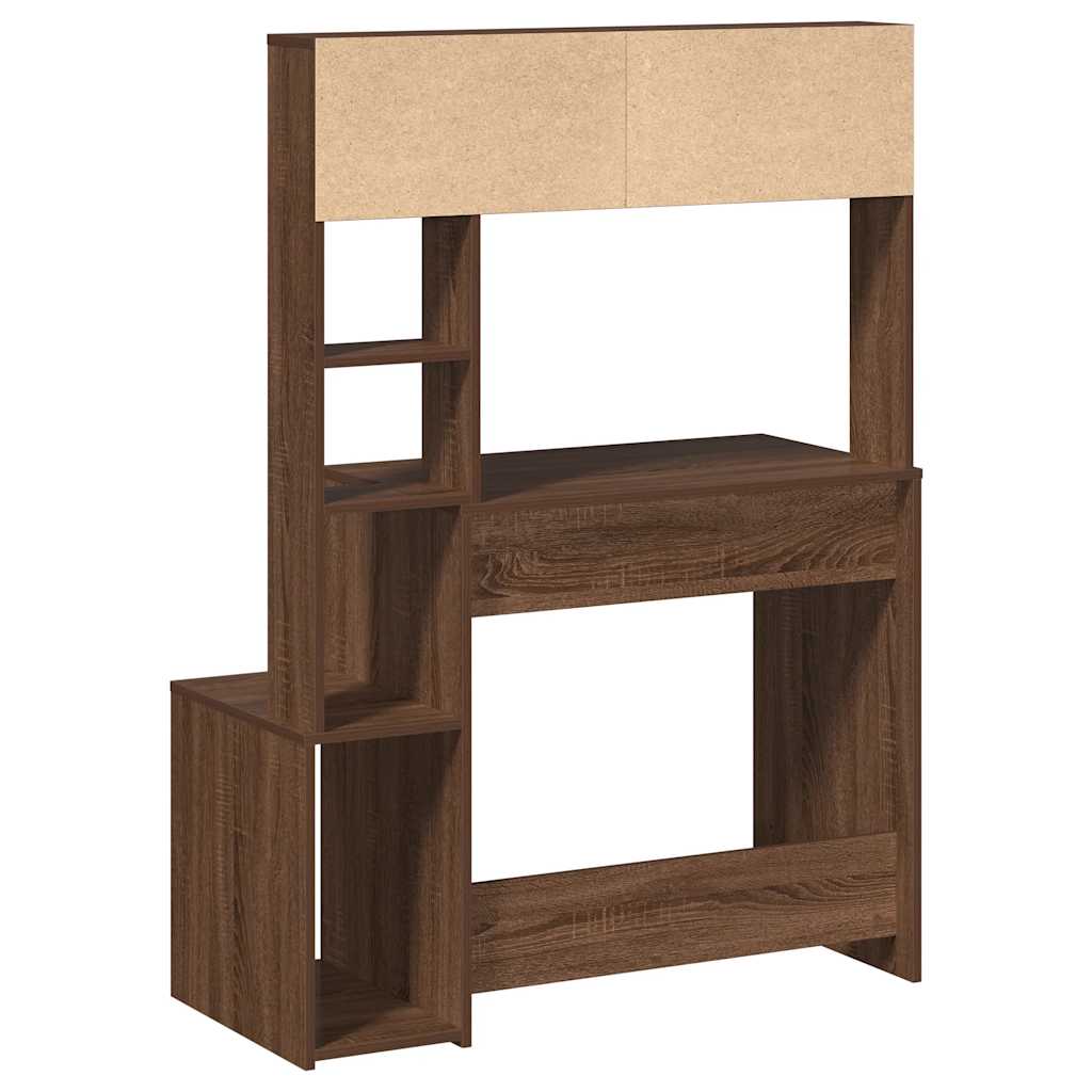 Desk with Shelf Brown Oak Effect 100x45x140 cm