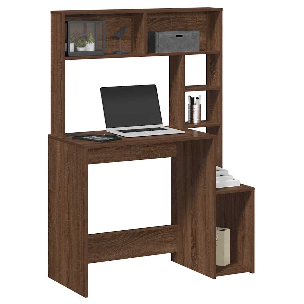 Desk with Shelf Brown Oak Effect 100x45x140 cm