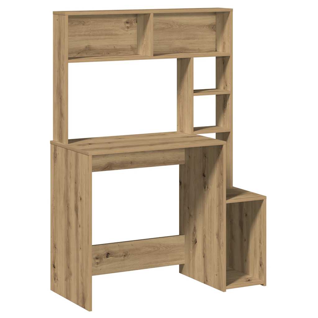 Desk with Shelving Unit Artisan Oak 100x45x140cm Wood Material