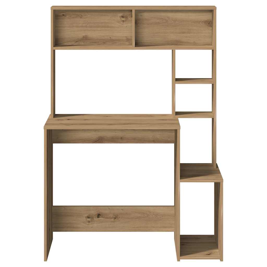 Desk with Shelving Unit Artisan Oak 100x45x140cm Wood Material