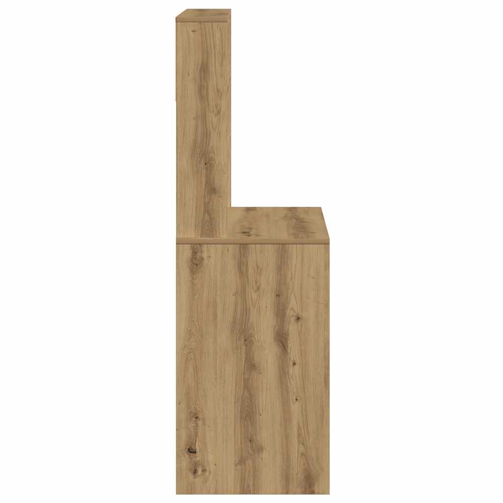 Desk with Shelving Unit Artisan Oak 100x45x140cm Wood Material