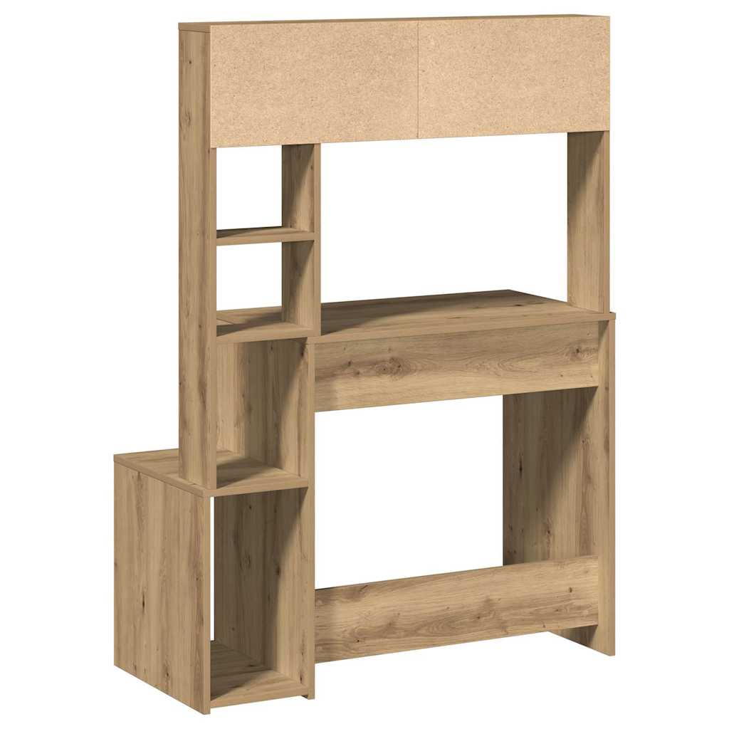 Desk with Shelving Unit Artisan Oak 100x45x140cm Wood Material