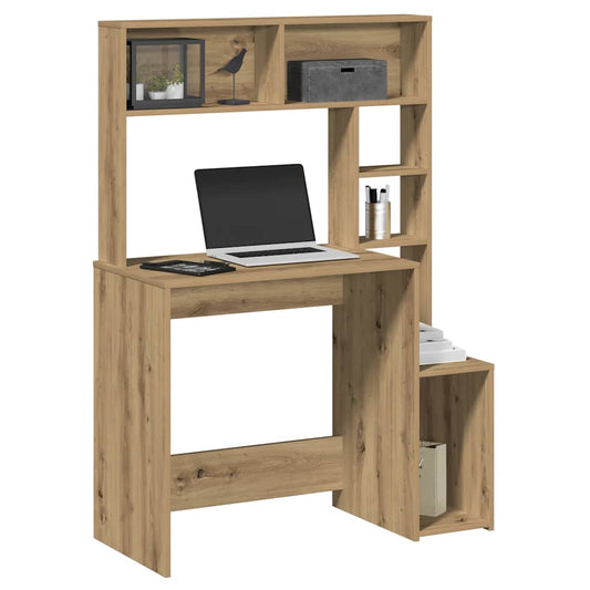 Bureau avec étagère Chêne Artisan 100x45x140cm Panneaux de particules