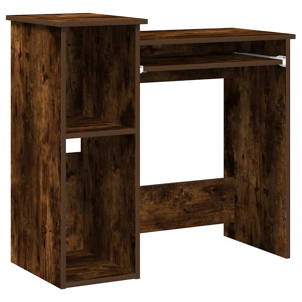 Desk with shelf smoked oak 84x40x78 cm wood-based material