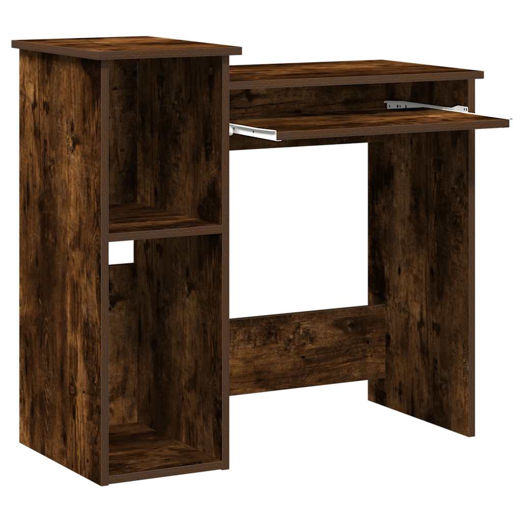 Desk with shelf smoked oak 84x40x78 cm wood-based material