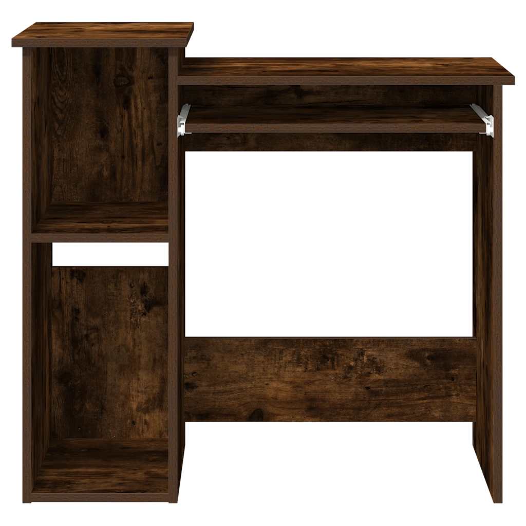 Desk with shelf smoked oak 84x40x78 cm wood-based material
