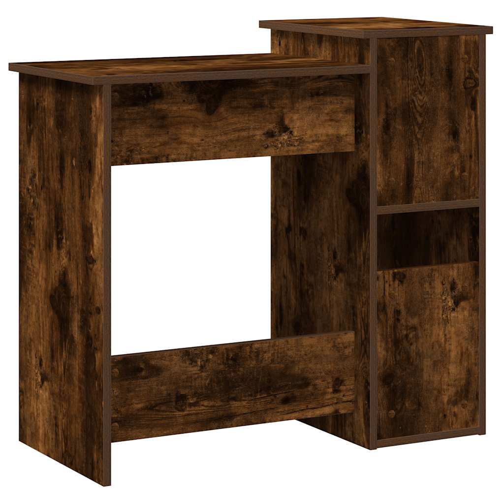 Desk with shelf smoked oak 84x40x78 cm wood-based material