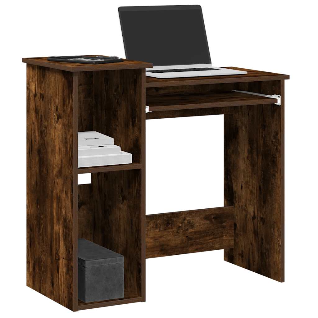 Desk with shelf smoked oak 84x40x78 cm wood-based material