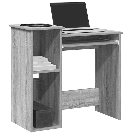 Bureau avec étagère Gris Sonoma 84x40x78 cm Bois d'ingénierie