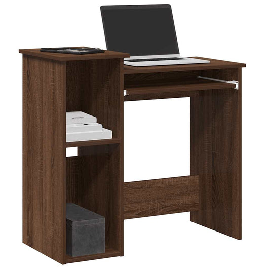 Bureau avec étagère marron aspect chêne 84x40x78 cm