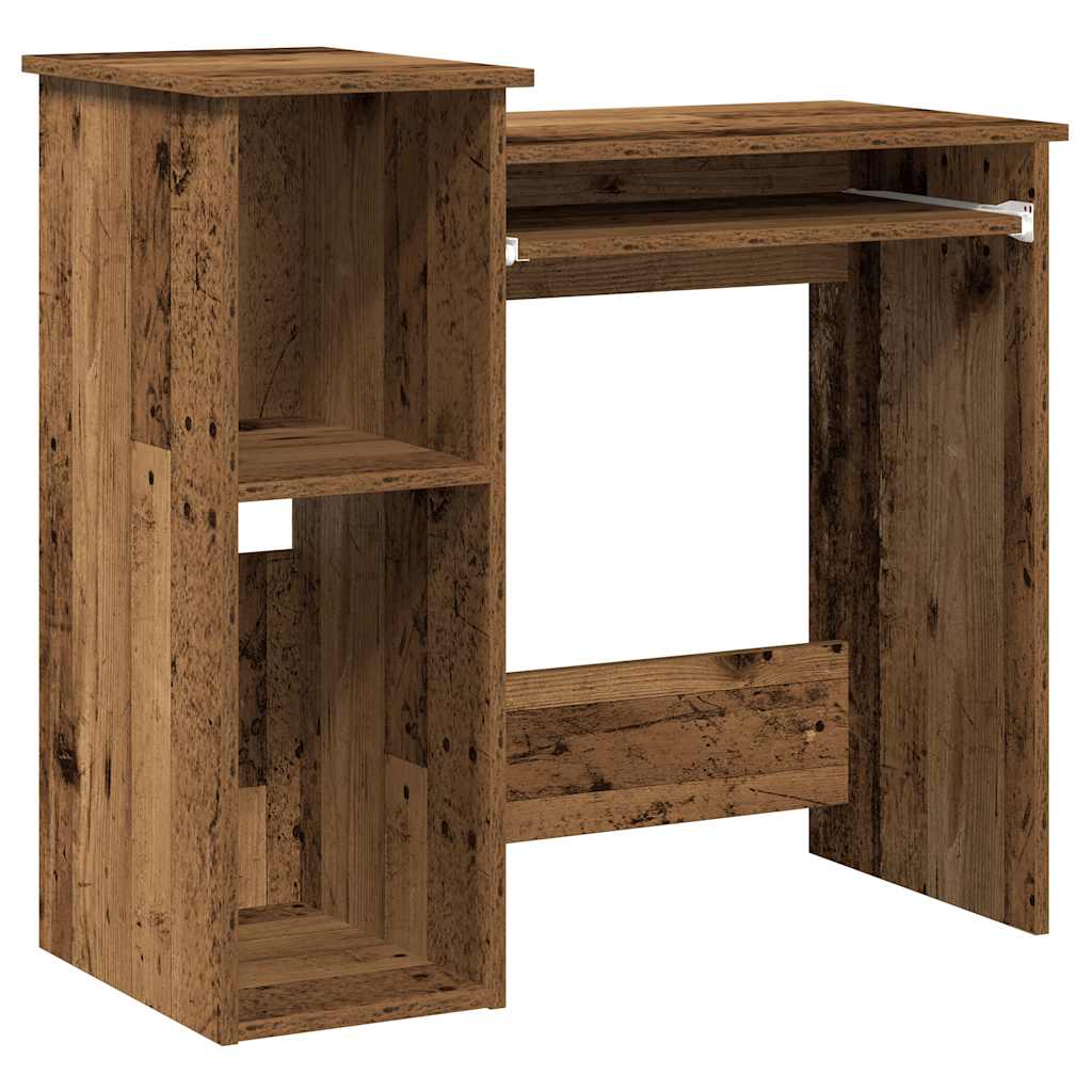 Desk with Shelf, Reclaimed Wood Look, 84x40x78cm, Wood Material