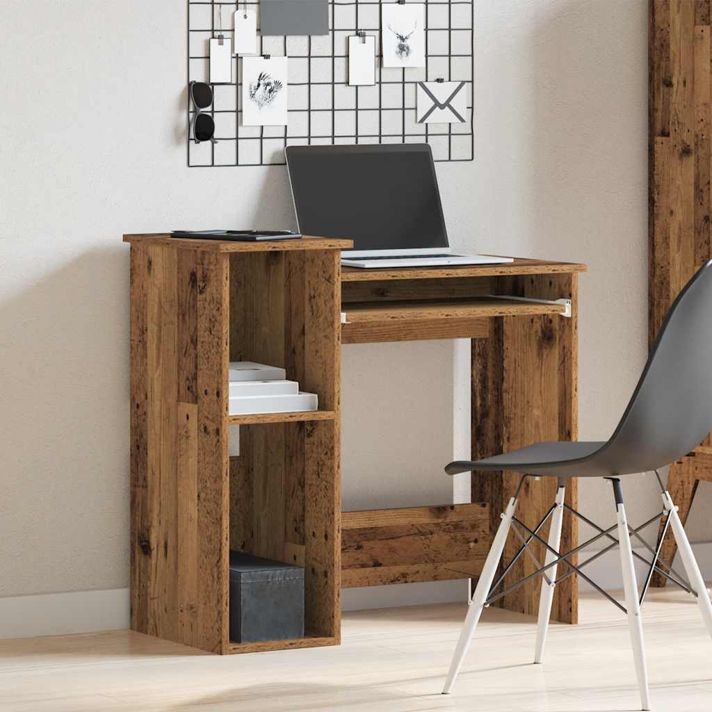 Desk with Shelf, Reclaimed Wood Look, 84x40x78cm, Wood Material