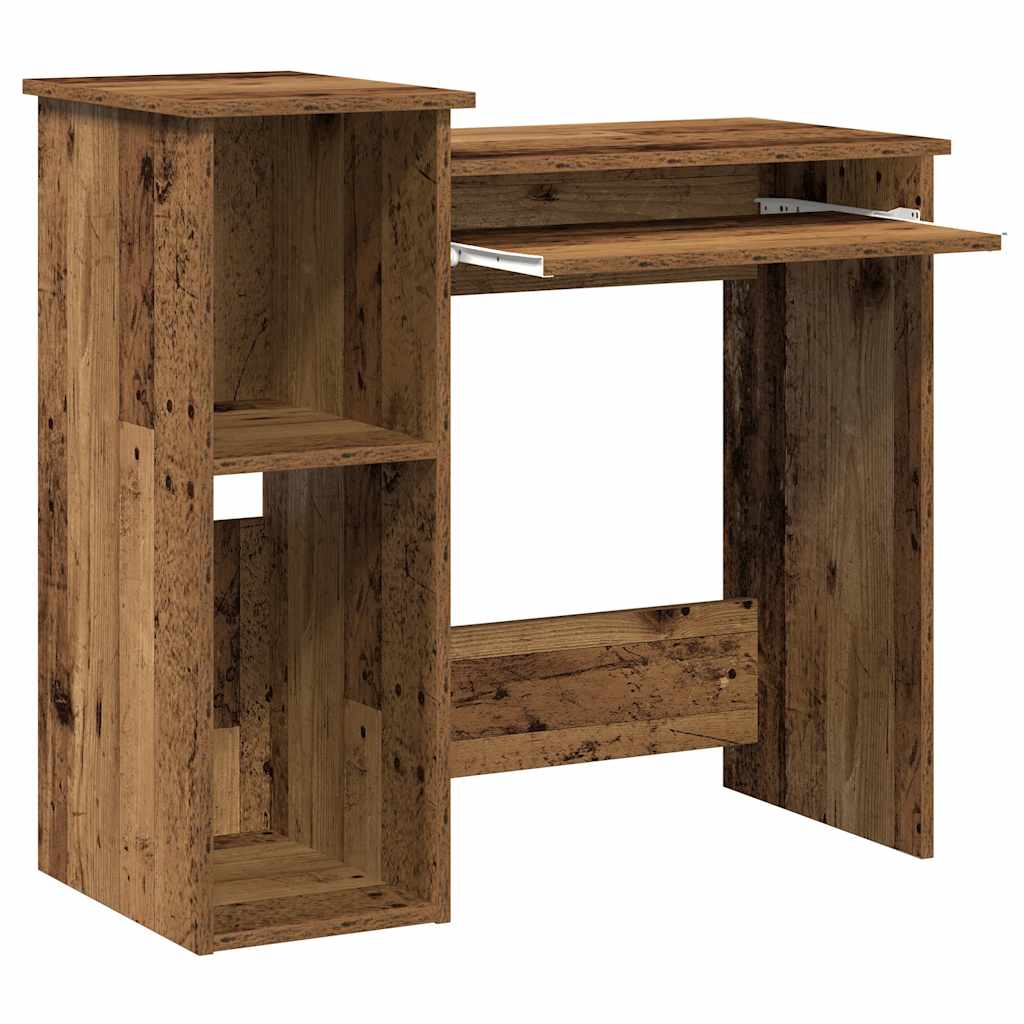 Desk with Shelf, Reclaimed Wood Look, 84x40x78cm, Wood Material