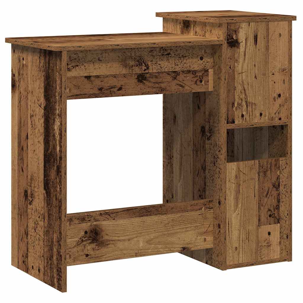Desk with Shelf, Reclaimed Wood Look, 84x40x78cm, Wood Material