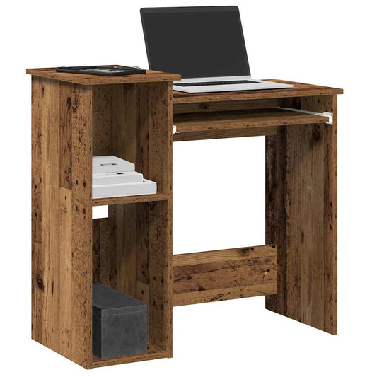 Bureau avec étagère aspect vieux bois 84x40x78cm Bois composite