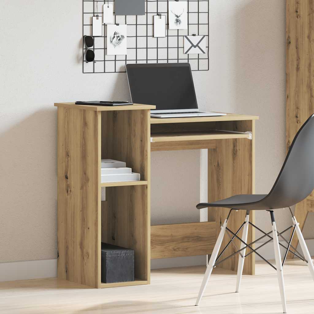Bureau avec étagère Chêne Artisan 84x40x78cm Panneau de particules