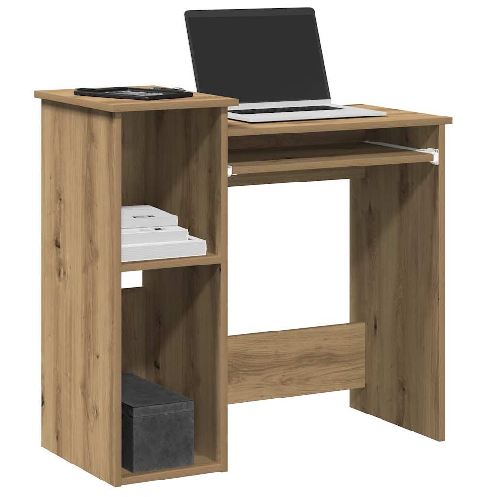 Bureau avec étagère Chêne Artisan 84x40x78cm Panneau de particules