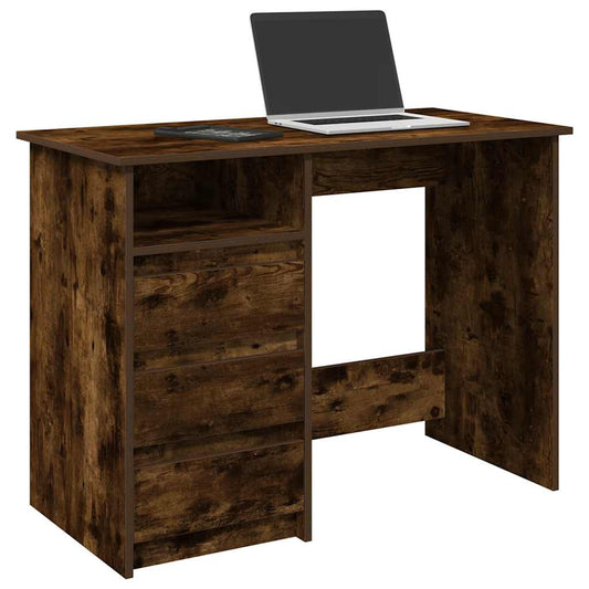 Bureau en mélamine chêne fumé 102x50x75 cm